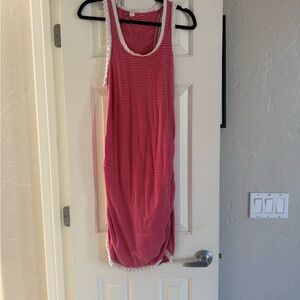 Red and White Striped Sleeveless Dress